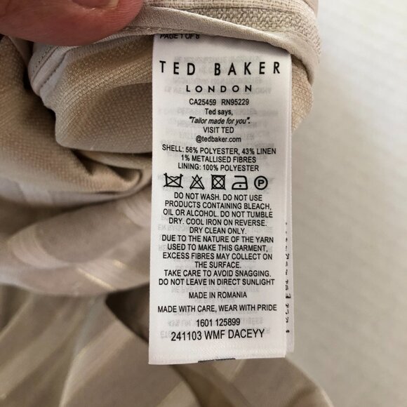 Ted Baker Dacey Women’s Striped Jumpsuit Ted Size 1 = US 4 Being Linen Blend - Picture 15 of 16